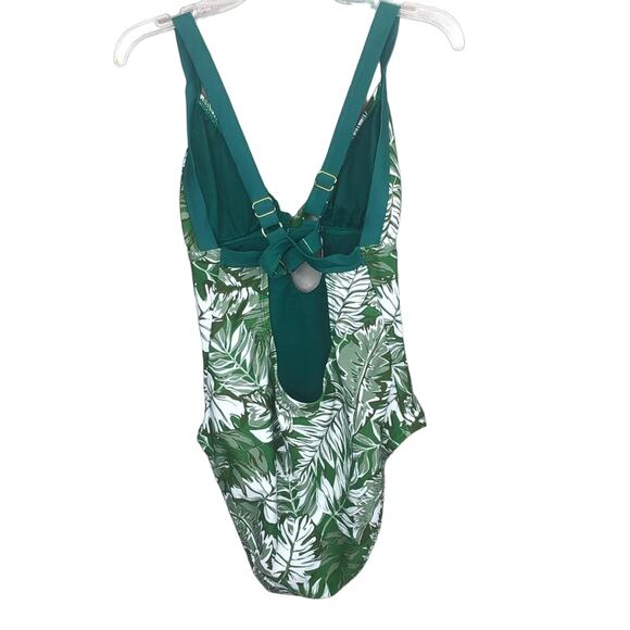 VIGOSS Green Palm Tree One Piece Swimsuit Cut Out Open Back Slimming Large - Picture 3 of 9